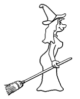 A coloring page of witches
